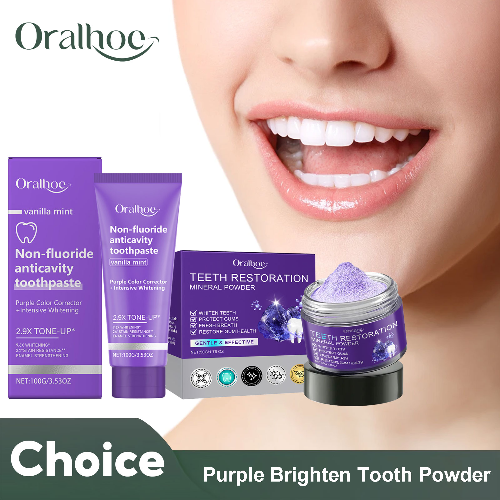 Purple Toning Shampoo - Teeth Restoration Mineral Powder Teeth Whitening